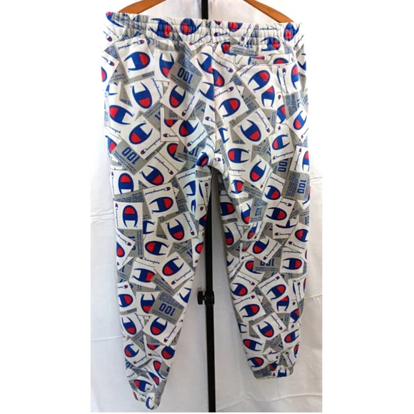 Champion Super Fleece 3.0 Thick Sweat Pants Allover Tag Scatter Script - Size M - Picture 2 of 13